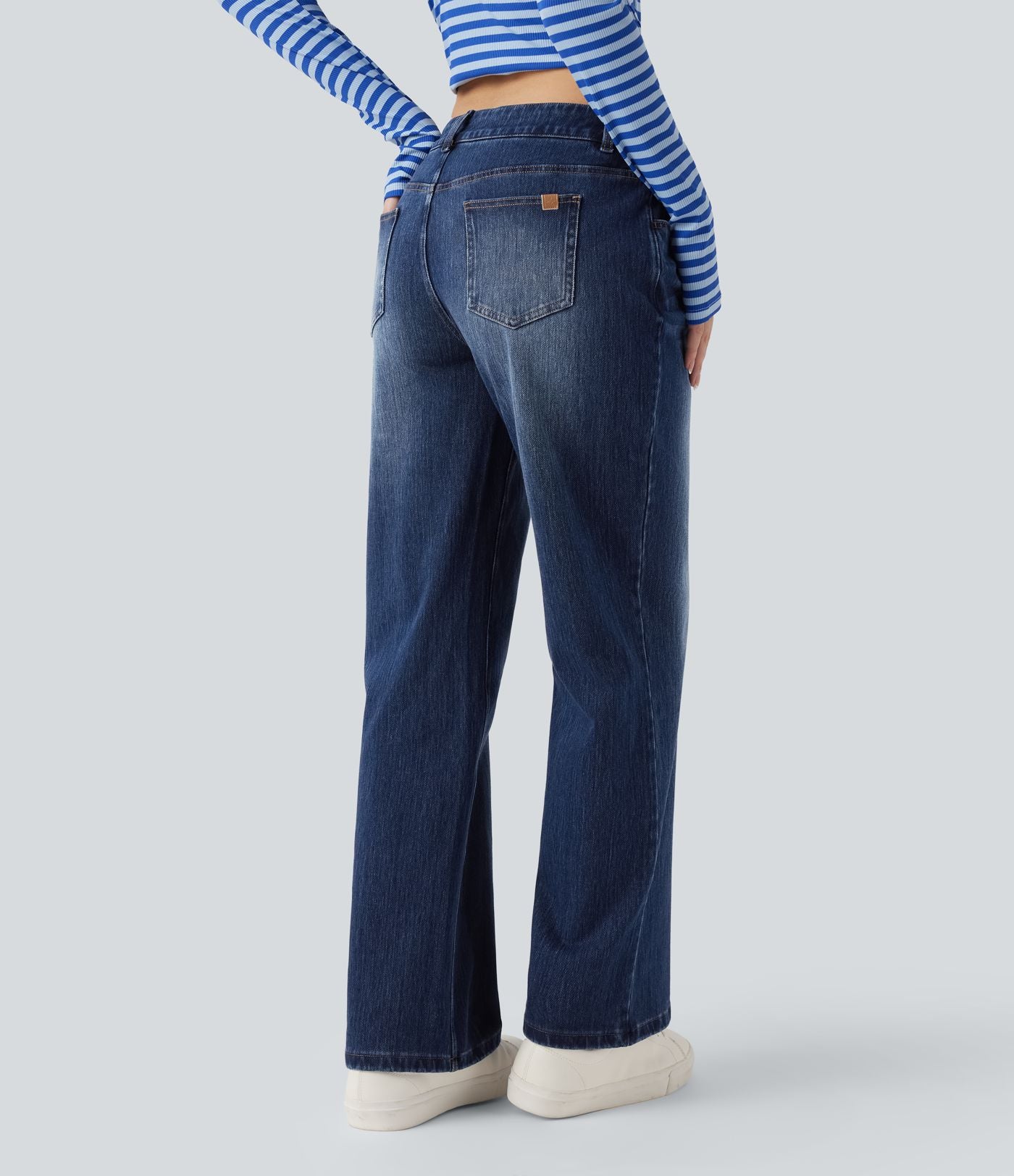 Jean décontracté Halara Flex™ asymétrique jambe droite taille basse avec poches