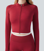 Veste yoga courte zippée col montant color block sans couture OneForm Seamless Flow