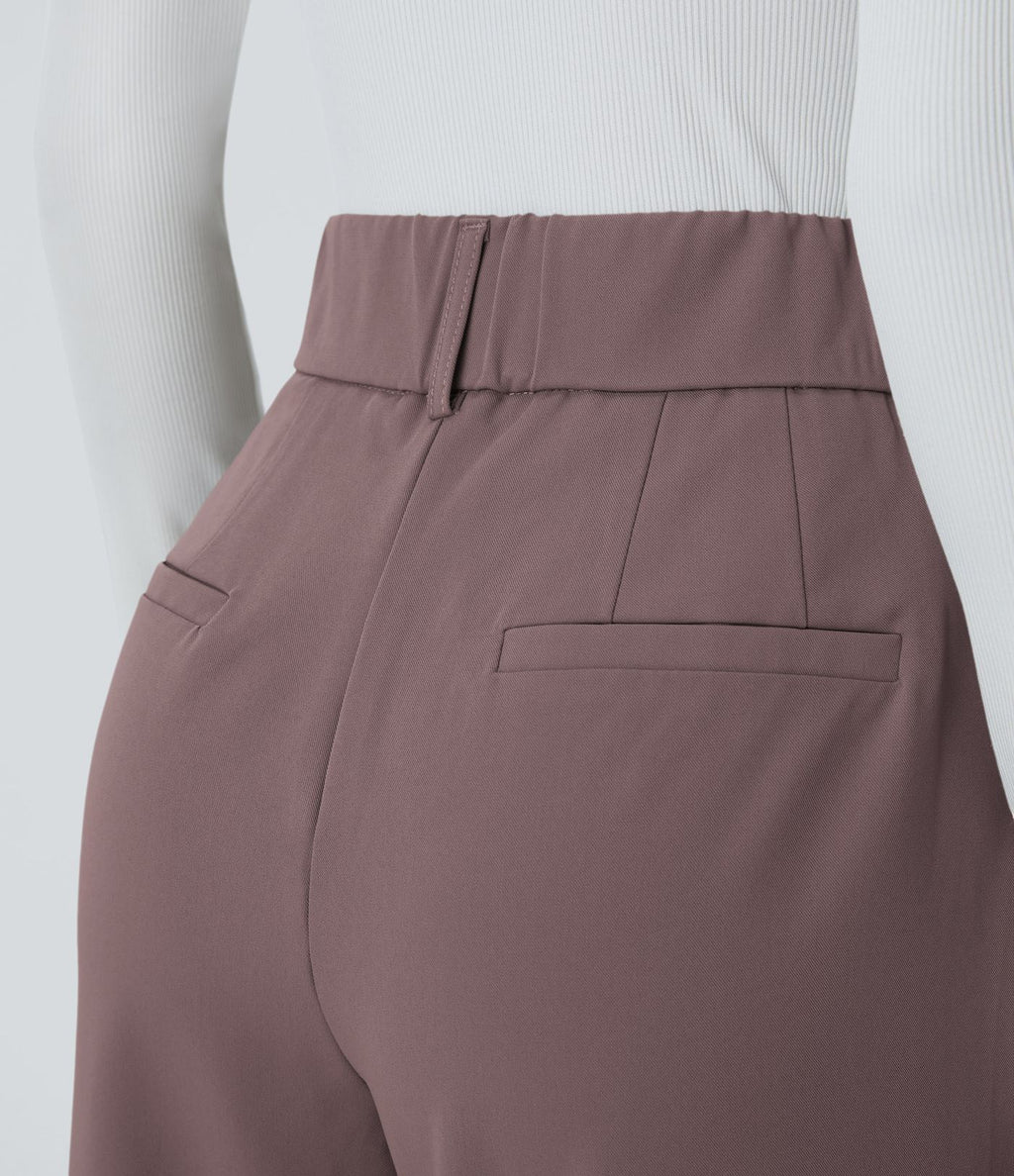 Pantalon tailleur Halara Flex™ fuselé uni, taille haute, avec poches