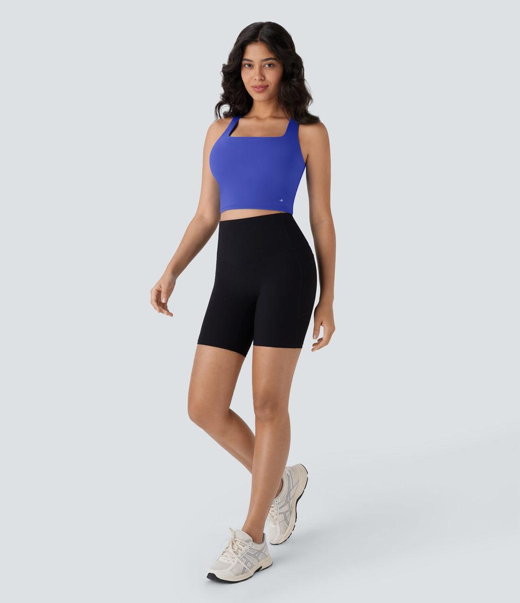Débardeur yoga court SoftlyZero™ Airy col carré effet frais InstantCool, bonnets E-G