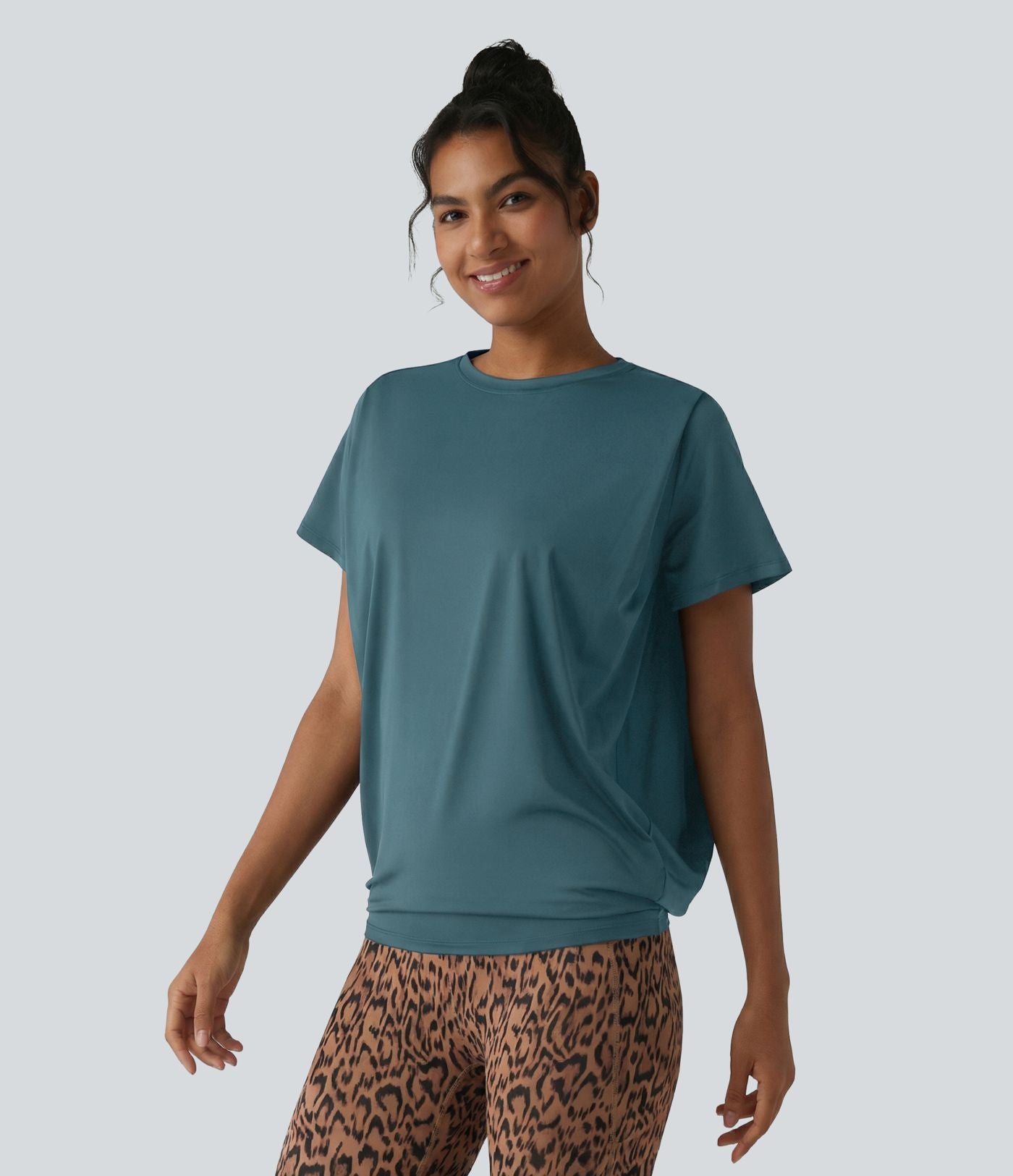 Haut de sport col rond manches courtes effet frais InstantCool avec fronces, protection solaire UPF50+