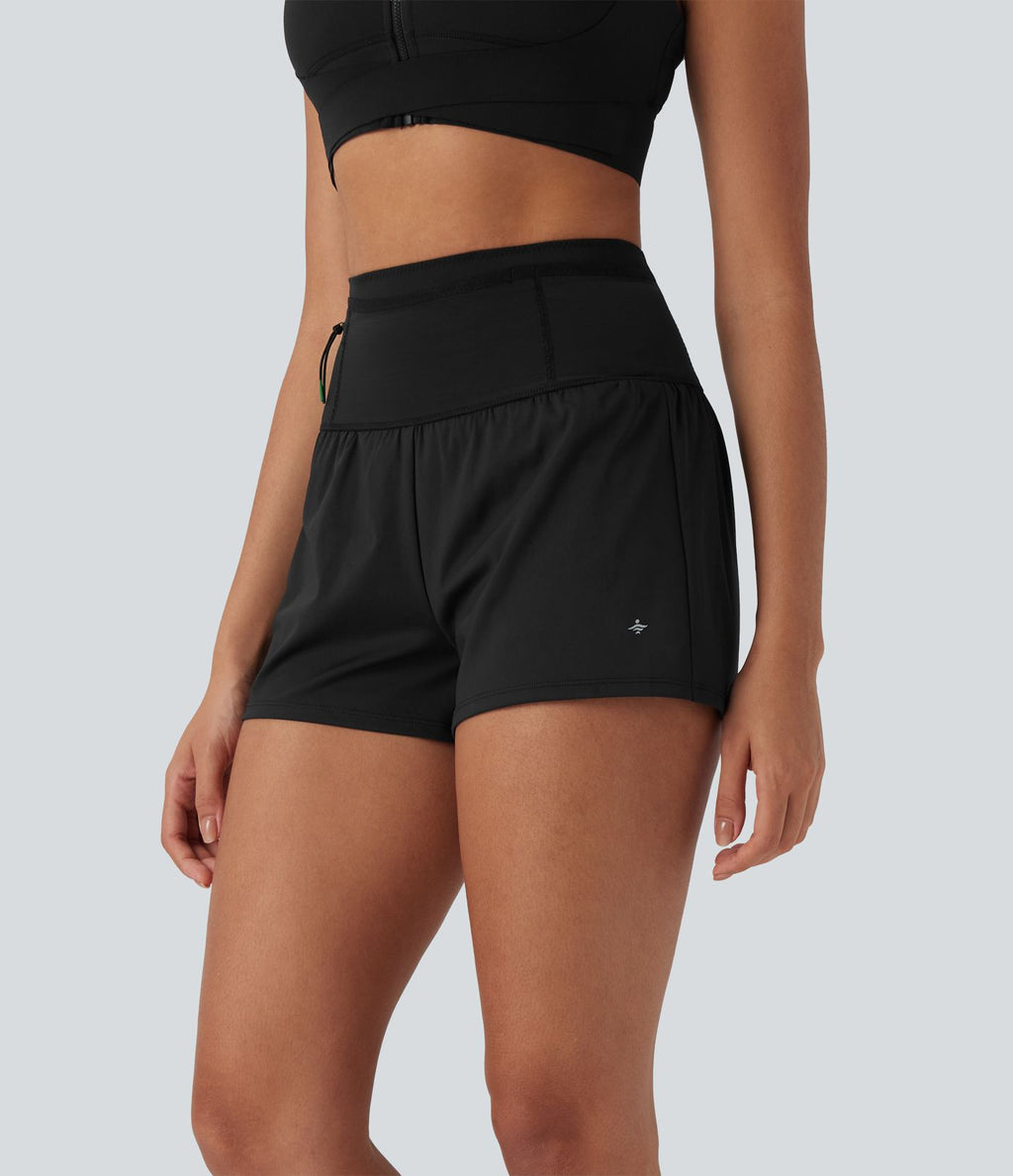 Short de course SpeedWave™ taille haute mesh contrastant 2-en-1 séchage rapide avec multiples poches