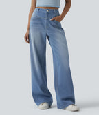 Jean Halara Flex™ délavé décontracté, taille haute coupe jambe large avec poches