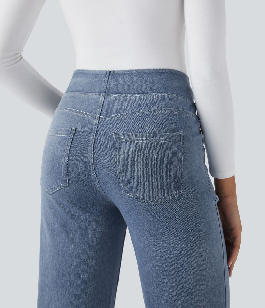 Halara Flex™ Jean Droites Travail en Maille Extensible Taille Haute Plusieurs Poches