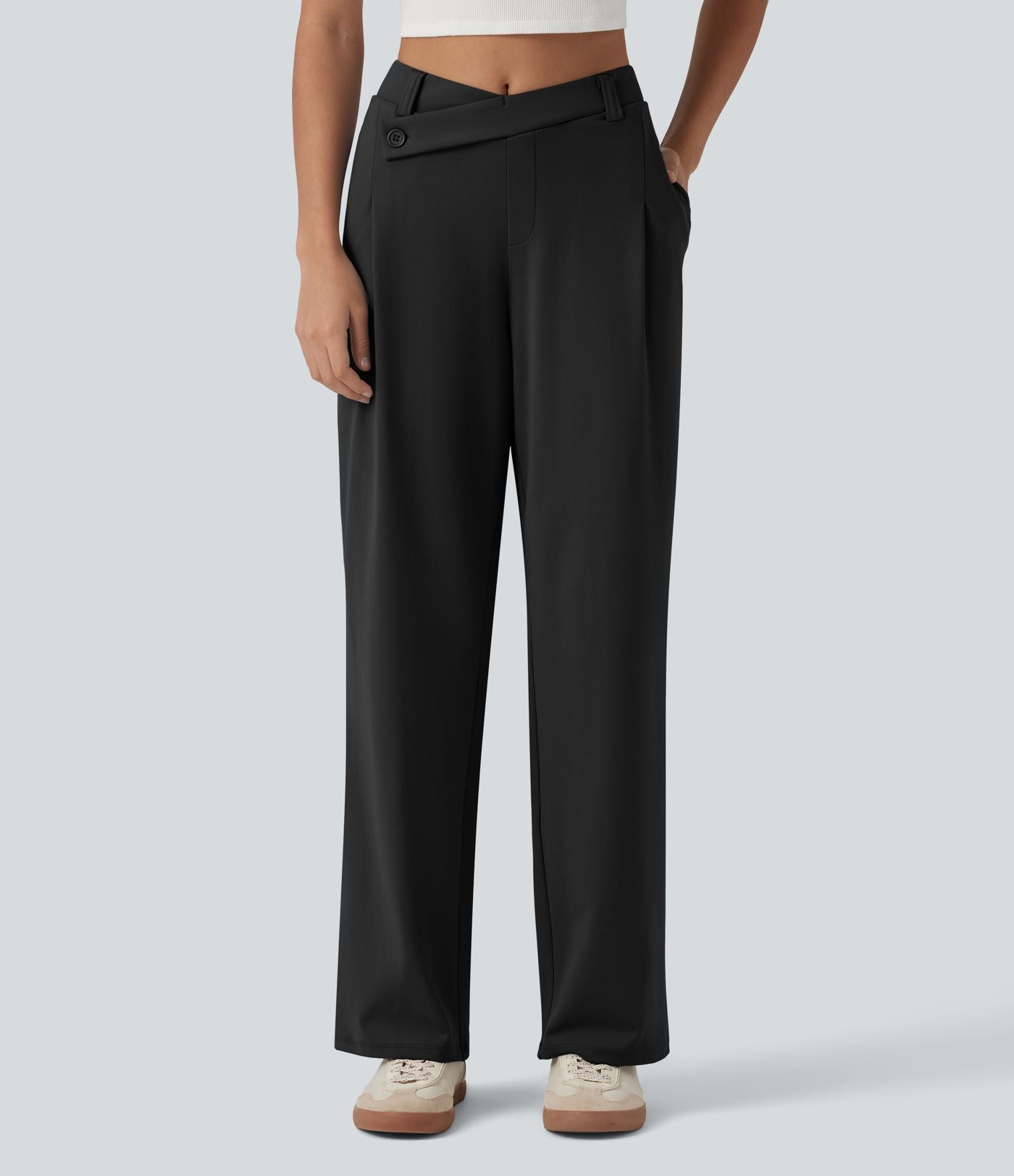 Halara Flex™ DayStretch Pantalon tailleur asymétrique jambe droite taille mi-haute avec poches