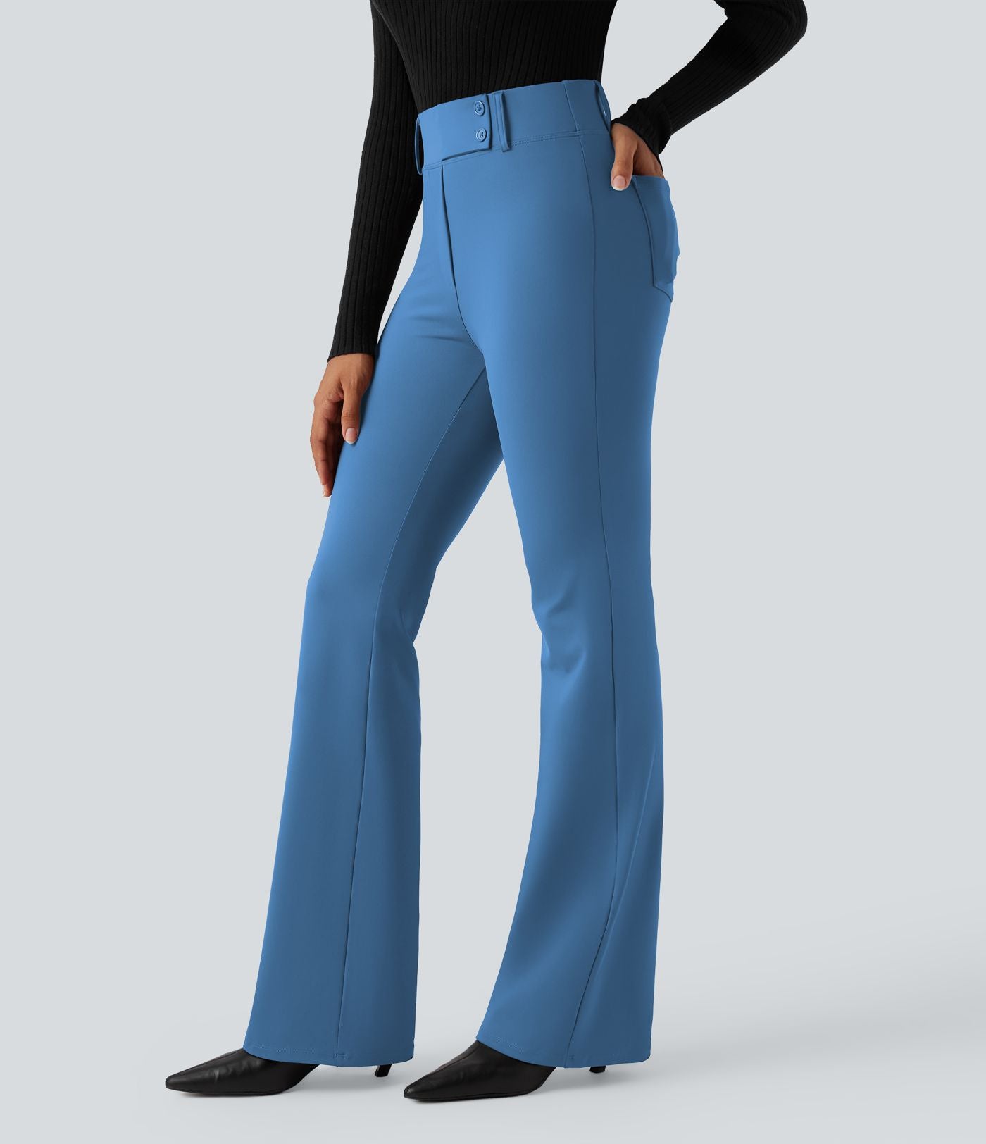 Pantalon tailleur évasé taille haute avec poches Halara Flex™