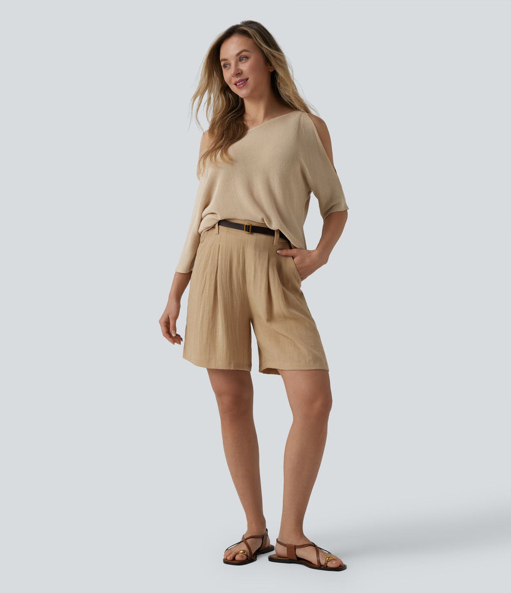 Pull décontracté asymétrique demi-manches
