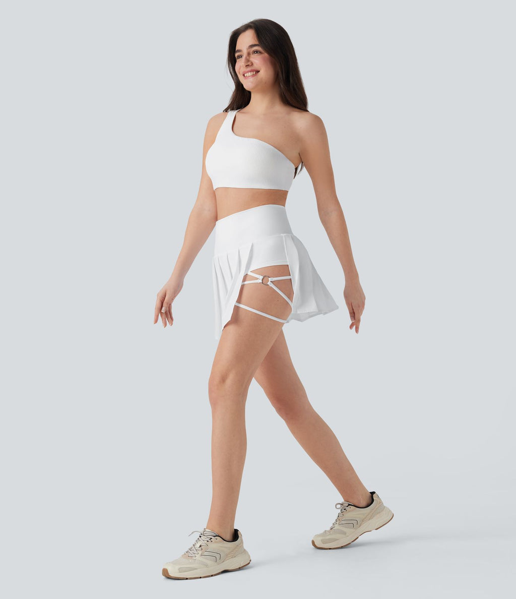 Jupe-short de danse mini Breezeful™ à taille haute, plissée, 2-en-1, avec poches latérales et arrière, ourlet asymétrique et séchage rapide