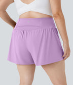Short Yoga 10cm Plus Longue Taille Ultra Haute 2 en 1 Poche Arrière Poche Cachée Latérale Grande Taille