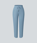 Pantalon de golf fuselé, taille mi-haute, cordon, ourlet courbé, séchage rapide, avec poches—UPF40+