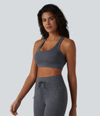 Brassière de sport col U dos nageur maintien léger
