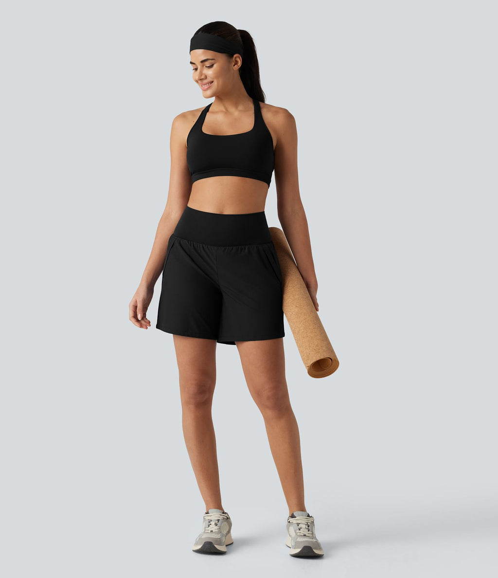 Breezeful™ Short de yoga 2 en 1 taille haute séchage rapide 17,5 cm avec poches