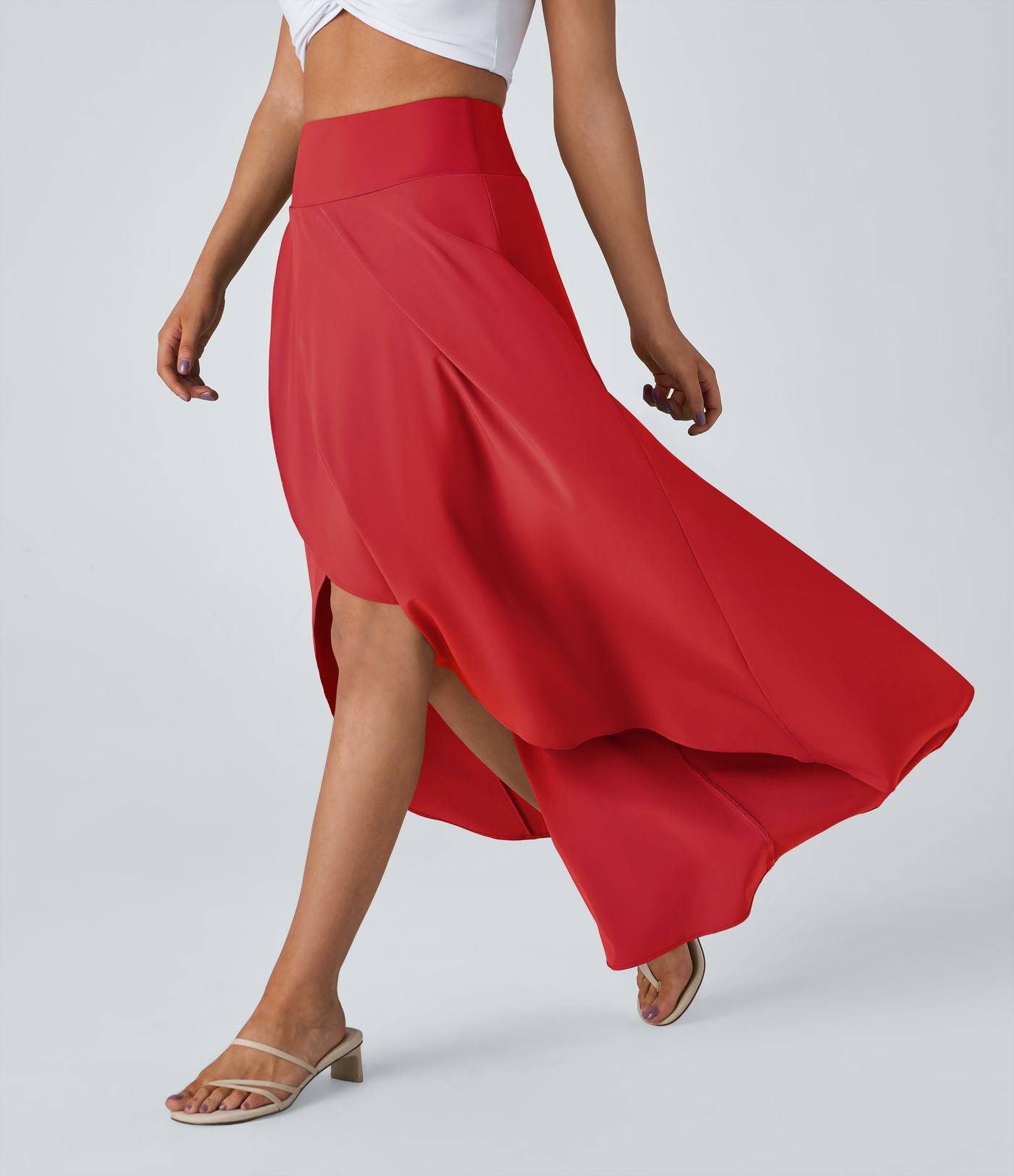 Jupe Longue Casual Breezeful™ Taille Haute à Volants 2en1 Fluide Sèchement Rapide Quotidien Maxi