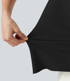 Blouse casual col bateau en mélange de lin à [manches cap] nouée sur le côté