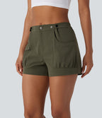 Short décontracté taille moyenne à ceinture ajustable et poches latérales