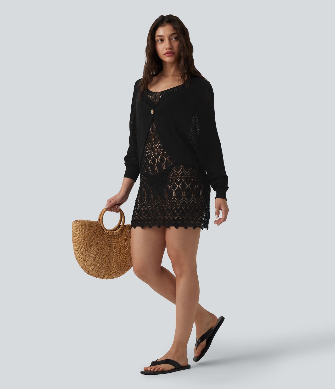 Robe mini moulante maille ajourée