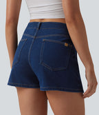 Micro skort jean Halara Flex™  taille mi-haute asymétrique avec poches