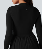 Robe de tennis active courte Halara UltraSculpt™ push-up 2-en-1 manches longues avec trous pouces et poche