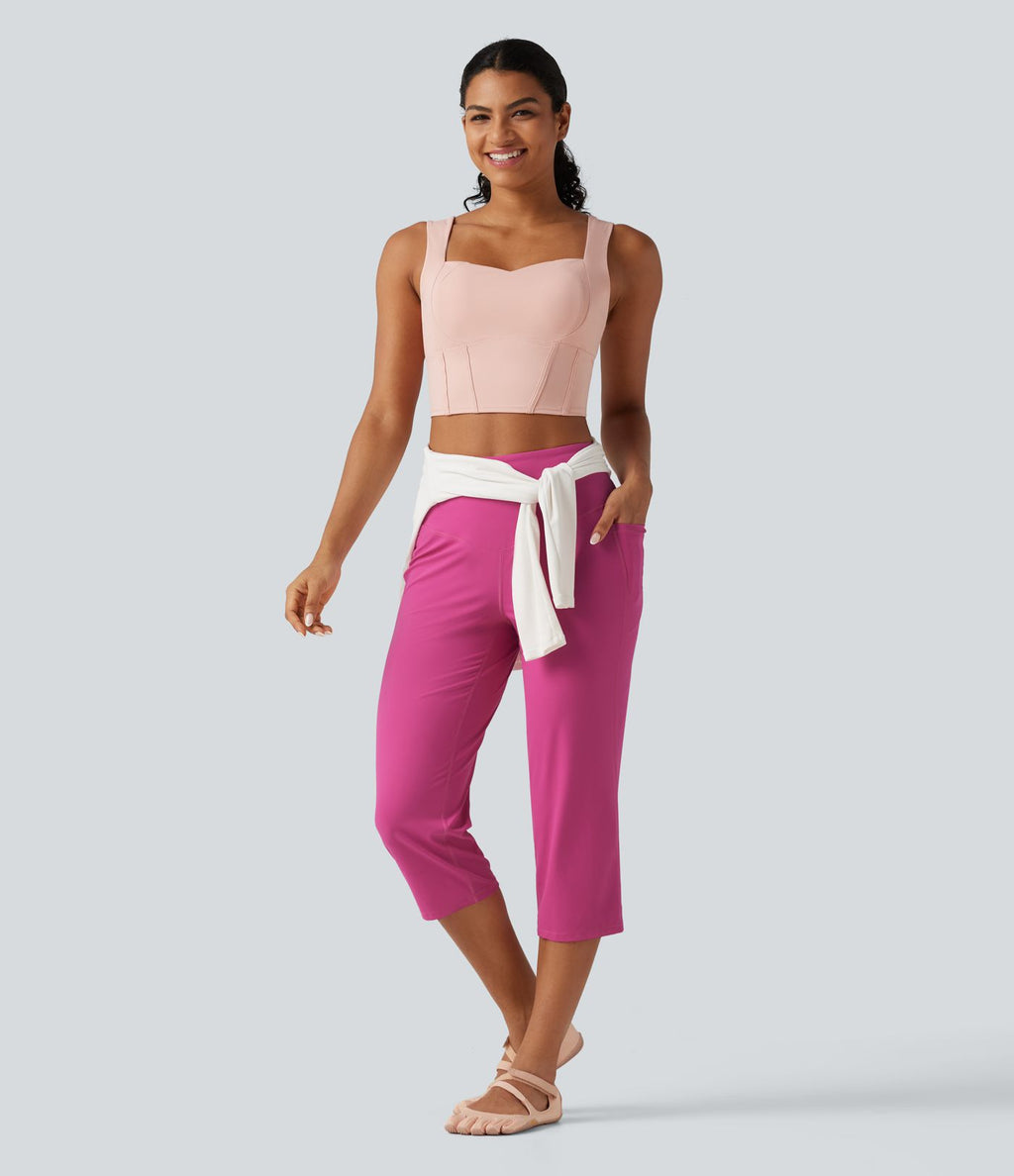Pantacourt de yoga droit Halara UltraSculpt™ taille haute gainant avec poches