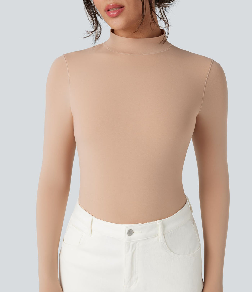 Body extensible col montant manches longues coupe ajustée