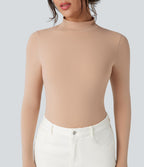 Body extensible col montant manches longues coupe ajustée