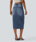 Jupe décontractée denim moulante Halara Flex™ asymétrique taille mi-haute avec fente et poches