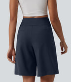 DayStretch Short tailleur bermuda plissé taille haute 25,5 cm avec poches