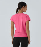 Blouse Travail Unie Froncée Croisée Manches Courtes Col en V