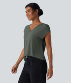 T-shirt casual col V manches courtes