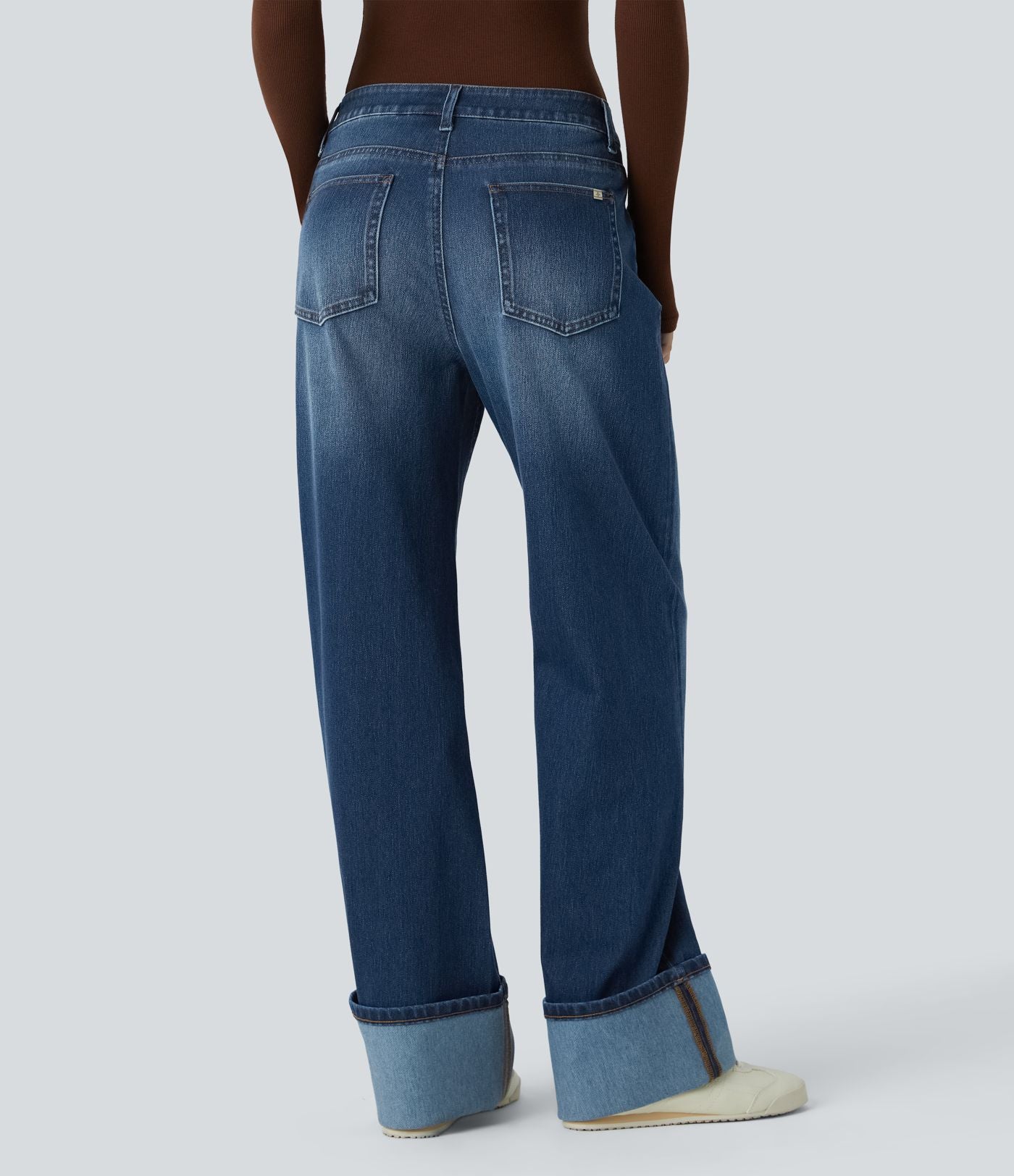 Jean boyfriend taille basse extensible délavé avec poches multiples Halara Flex™
