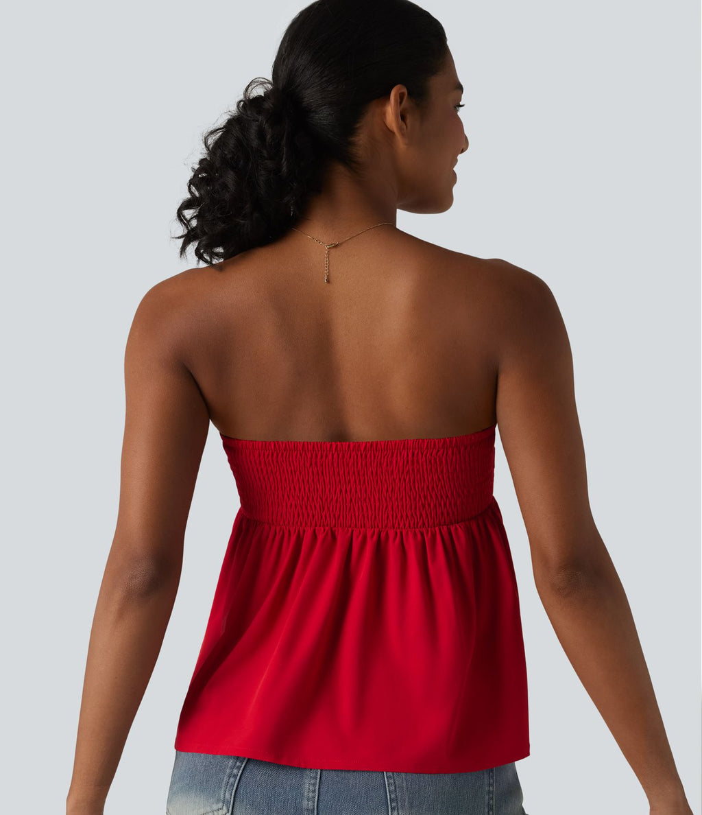 Haut bandeau babydoll Breezeful™ à smocks, bas volanté et séchage rapide