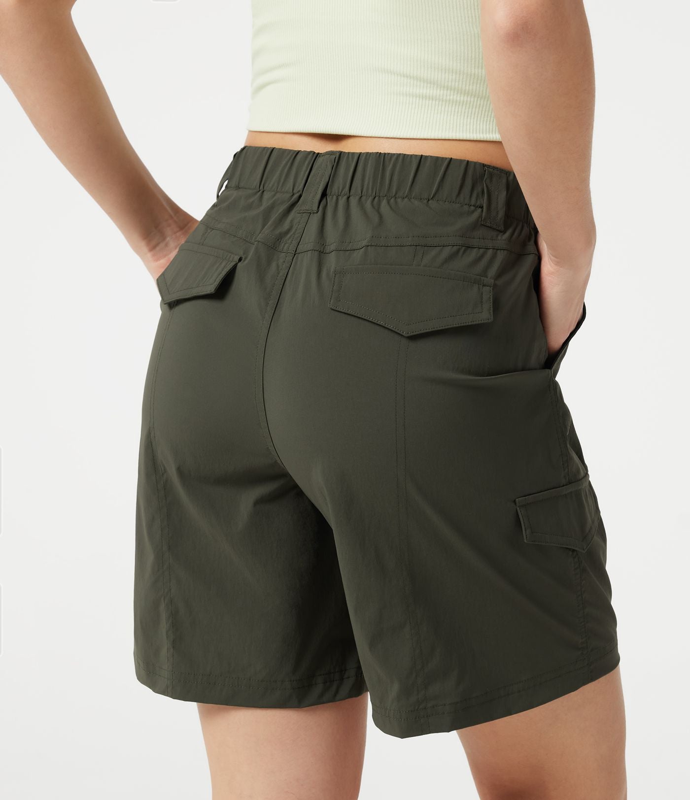 Short cargo bermuda taille mi-haute 17,5 cm avec poches