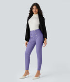 Pantalon tailleur skinny gainant taille haute à chevrons avec poches arrière zippées décoratives