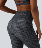Legging de running Halara UltraSculpt™ gainant taille haute imprimé à carreaux avec poches