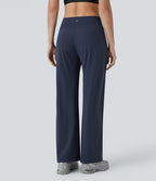 Pantalon de yoga aéré à taille moyenne avec cordon de serrage, poches latérales, jambe droite et effet rafraîchissant Softlyzero™