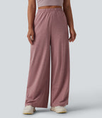 Pantalon de yoga large taille haute avec poches
