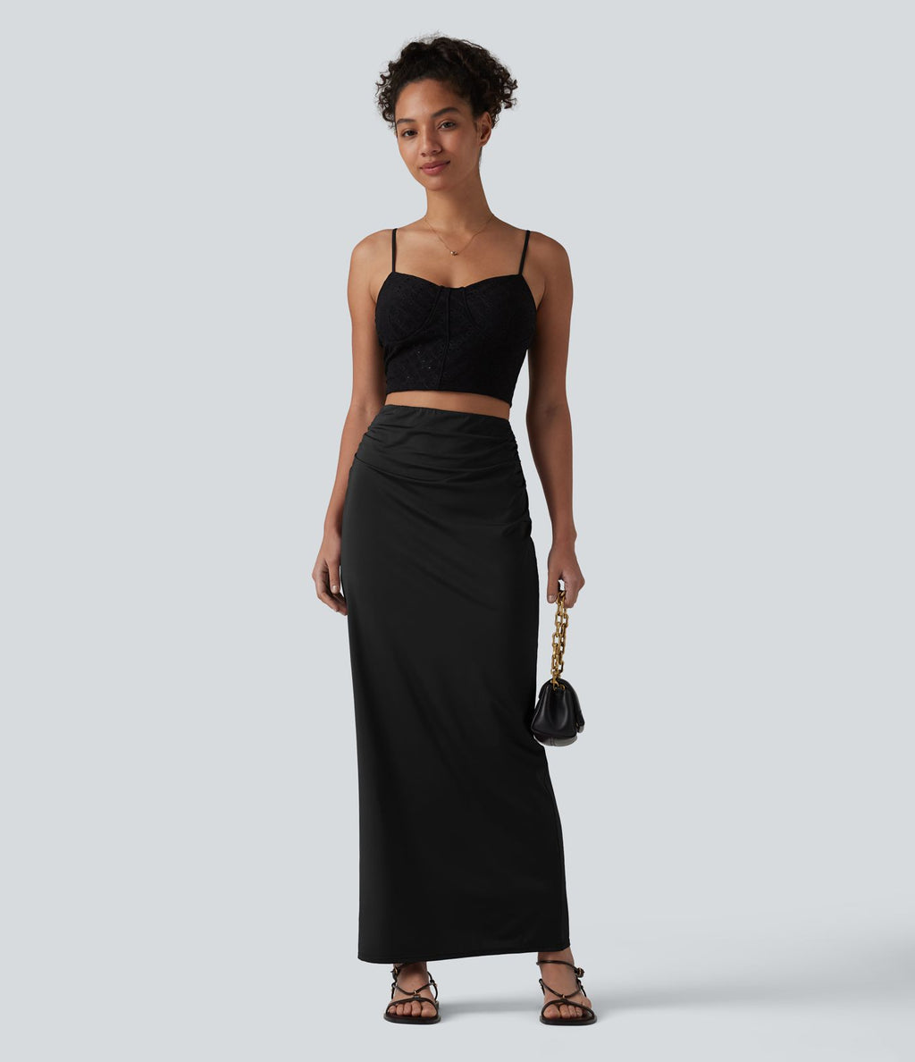 Jupe crayon longue taille haute effet frais InstantCool avec fronces