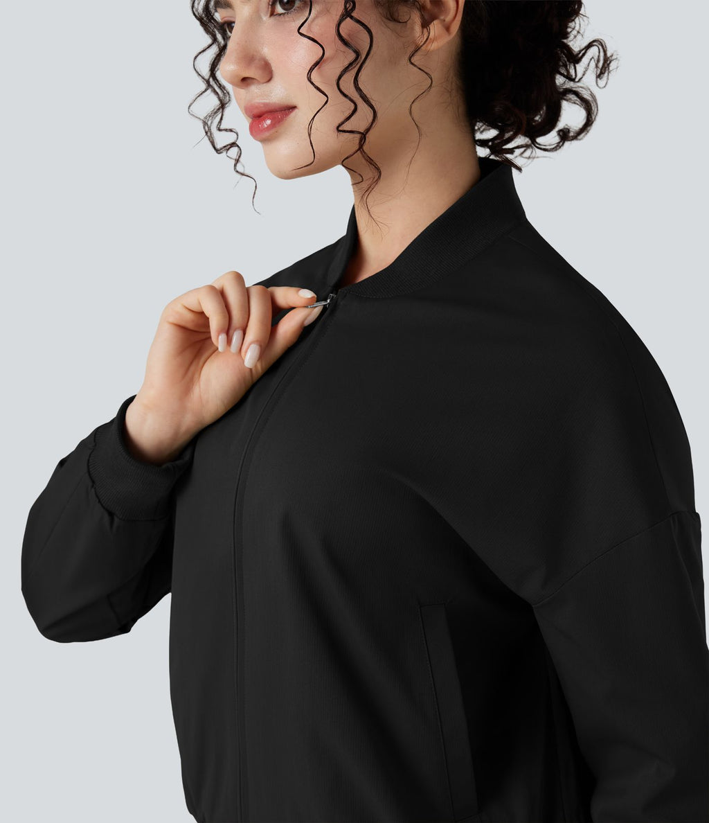 Veste bomber fermeture éclair coupe décontractée avec poches