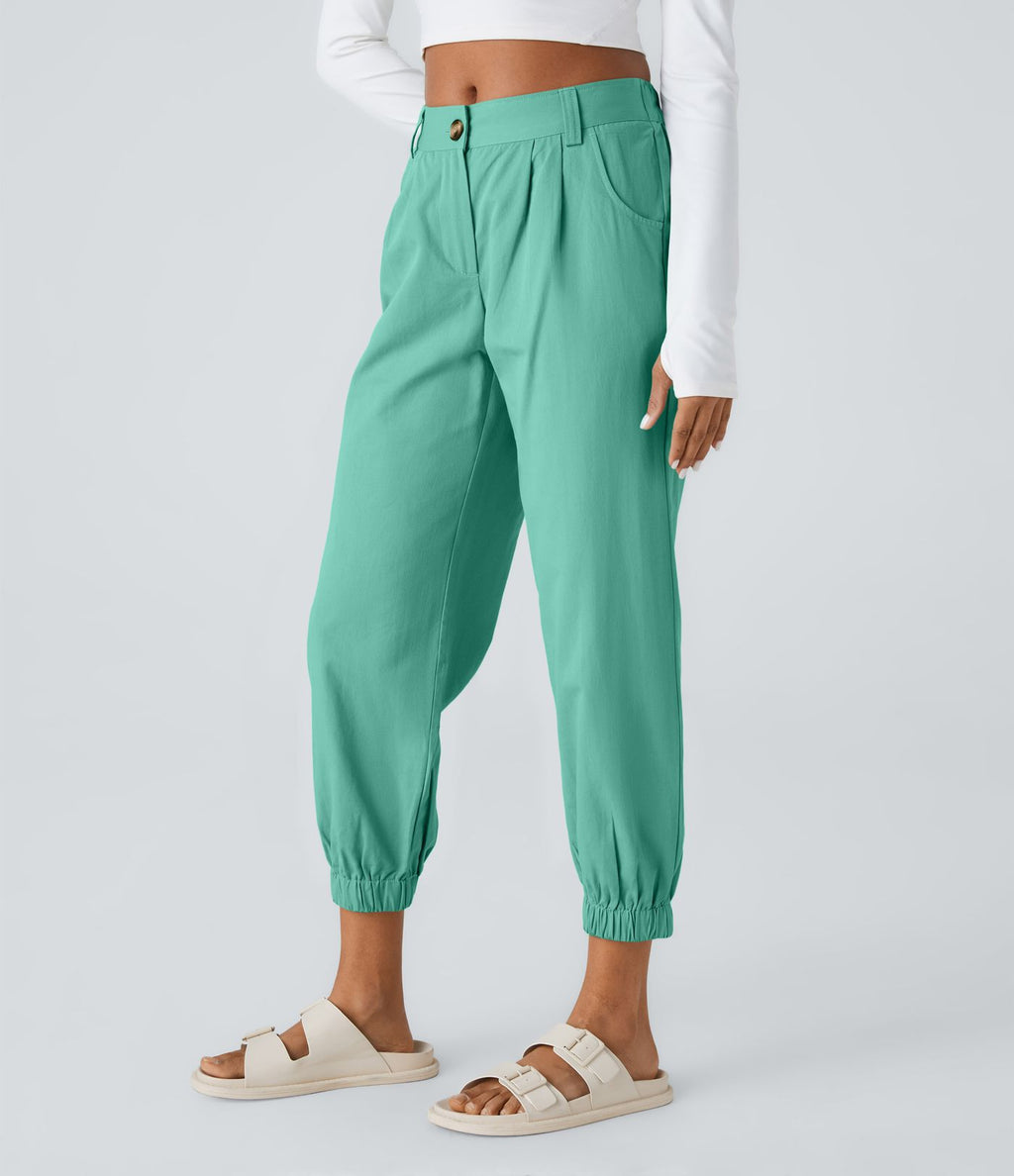 Joggings décontractés à taille mi-haute avec poches