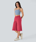 Pantacourt de yoga Cool Touch Softlyzero™ aérien à taille haute croisée, jambe large et poches