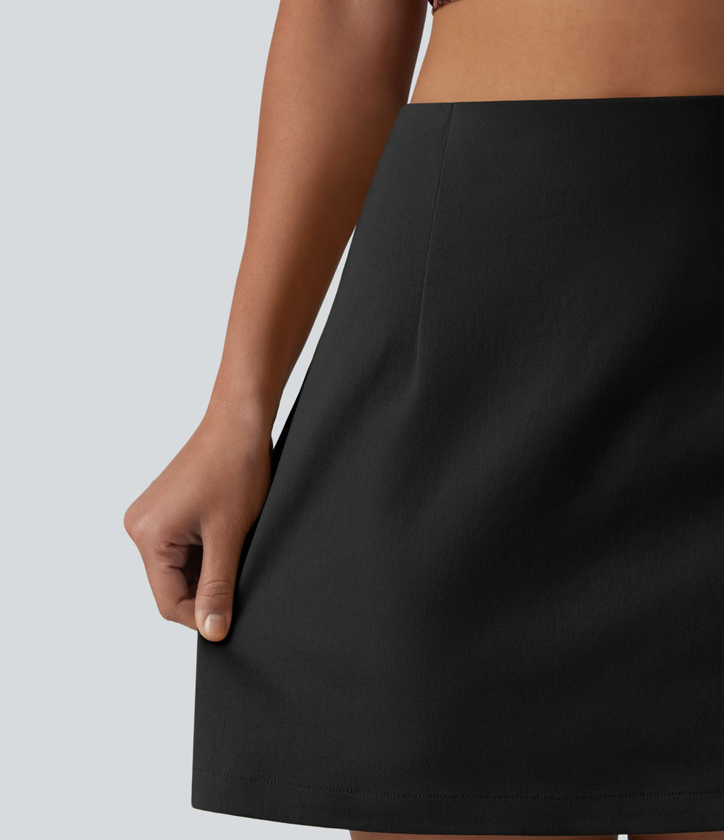 Jupe chino décontractée en coton 2 en 1 à taille haute et fermeture éclair invisible