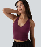 OneForm Seamless Flow Débardeur de yoga crop dos nu croisé décolleté en V profond avec soutien-gorge intégré