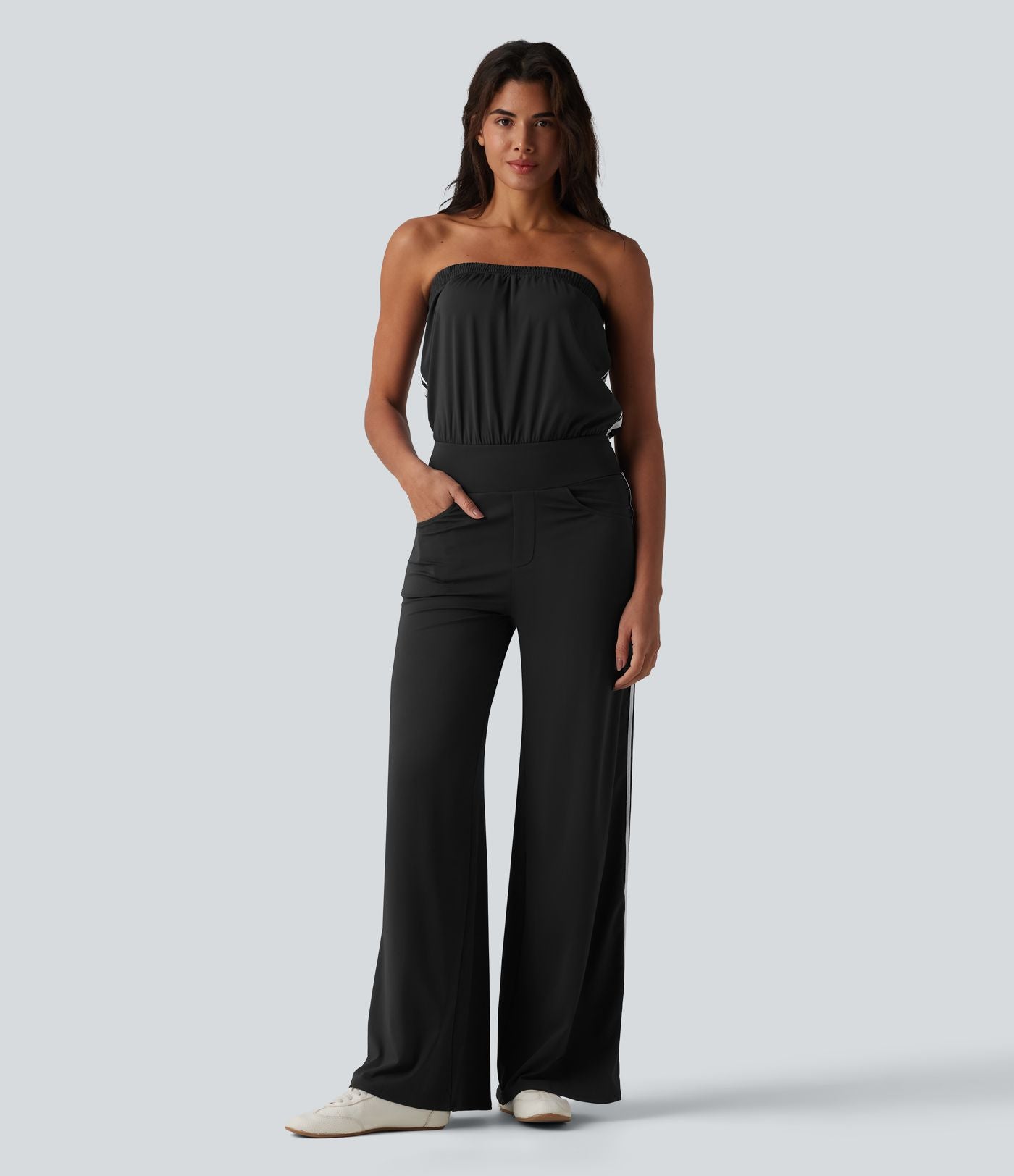Combinaison casual bustier bandes latérales rayures à séchage rapide SoftlyZero™ QuickDry avec poches - Easy Peasy