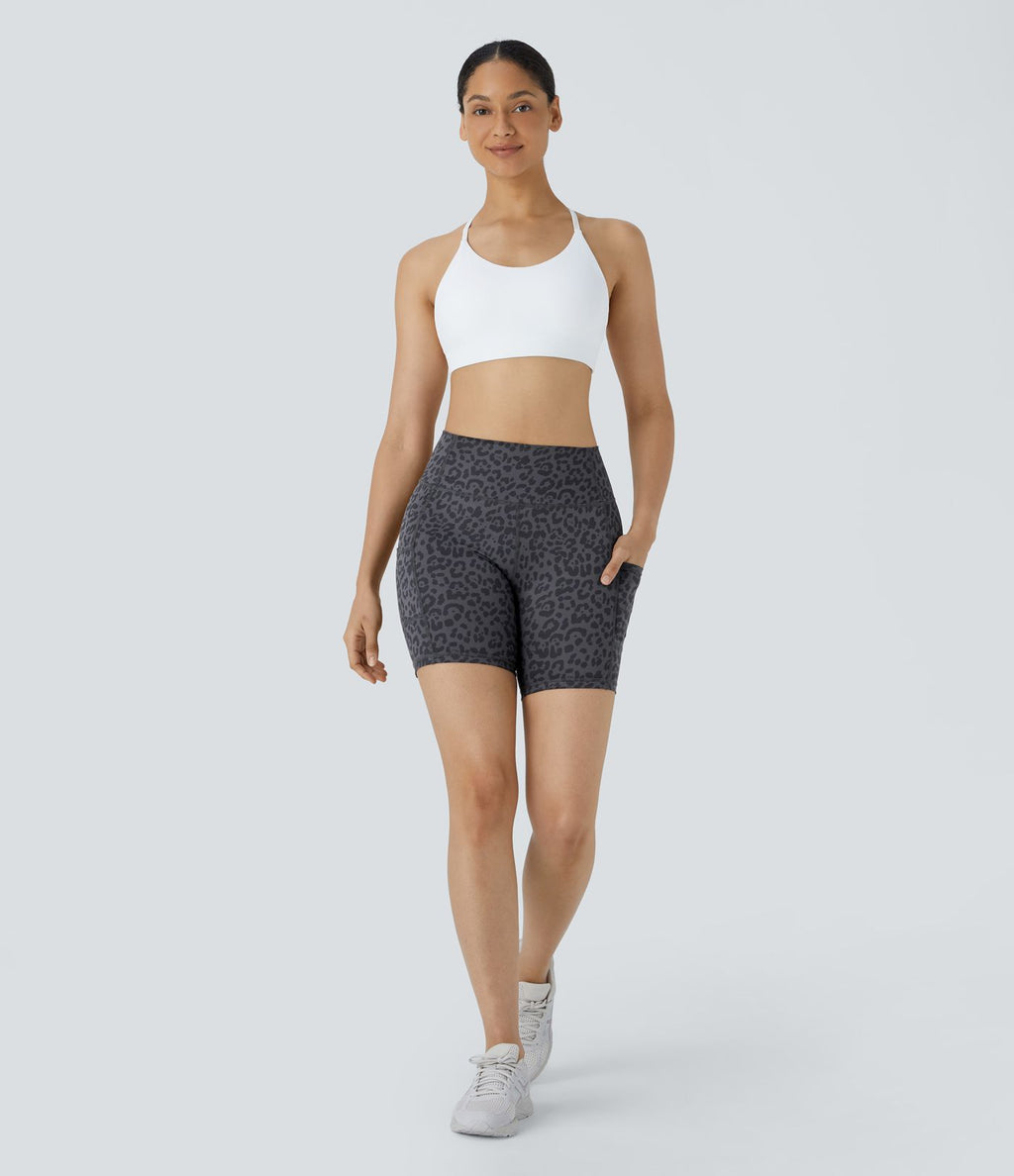 Short Course Biker Yoga Taille Haute avec Poches Latérales