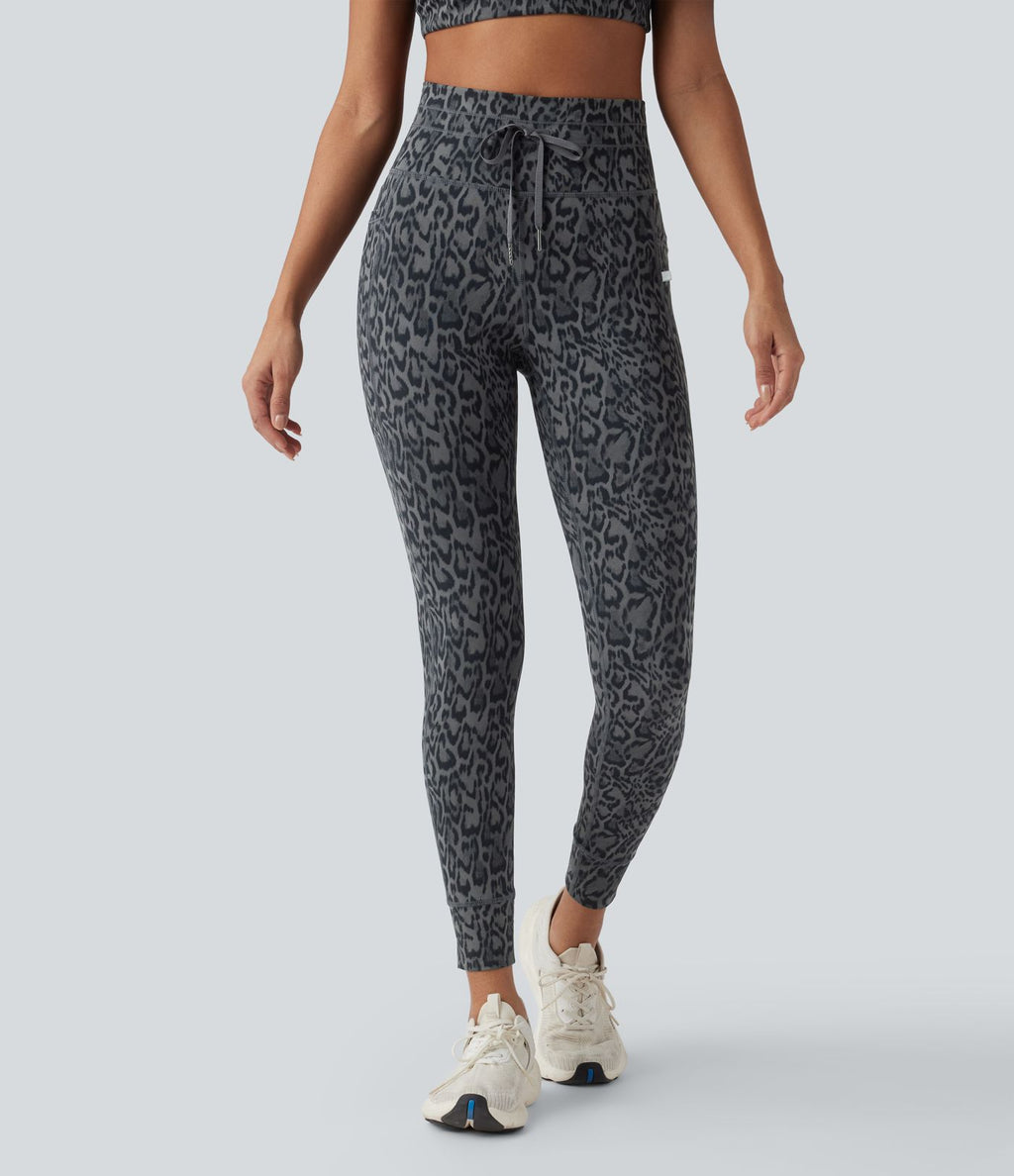 Legging de yoga taille haute imprimé léopard avec cordon de serrage Halara UltraSculpt™ et poches