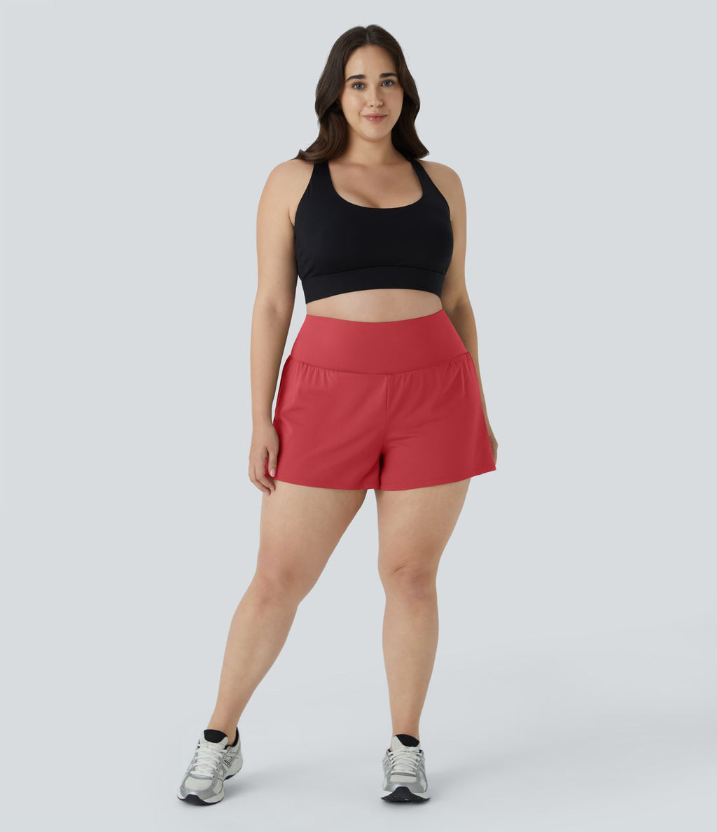 Short 8,8cm Sport Grande Taille 2 en 1 avec Poches Arrière et Poches Latérales Cachées