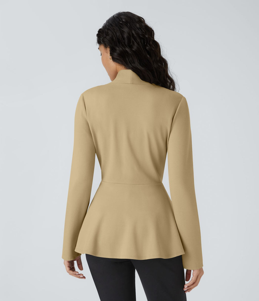 Veste péplum de travail col en V avec un bouton