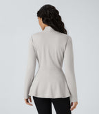 Veste péplum de travail col en V avec un bouton