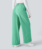 Pantalon Tailleur Large Fluide Halara Flex™ Gaufré Taille Haute Poches Latérales