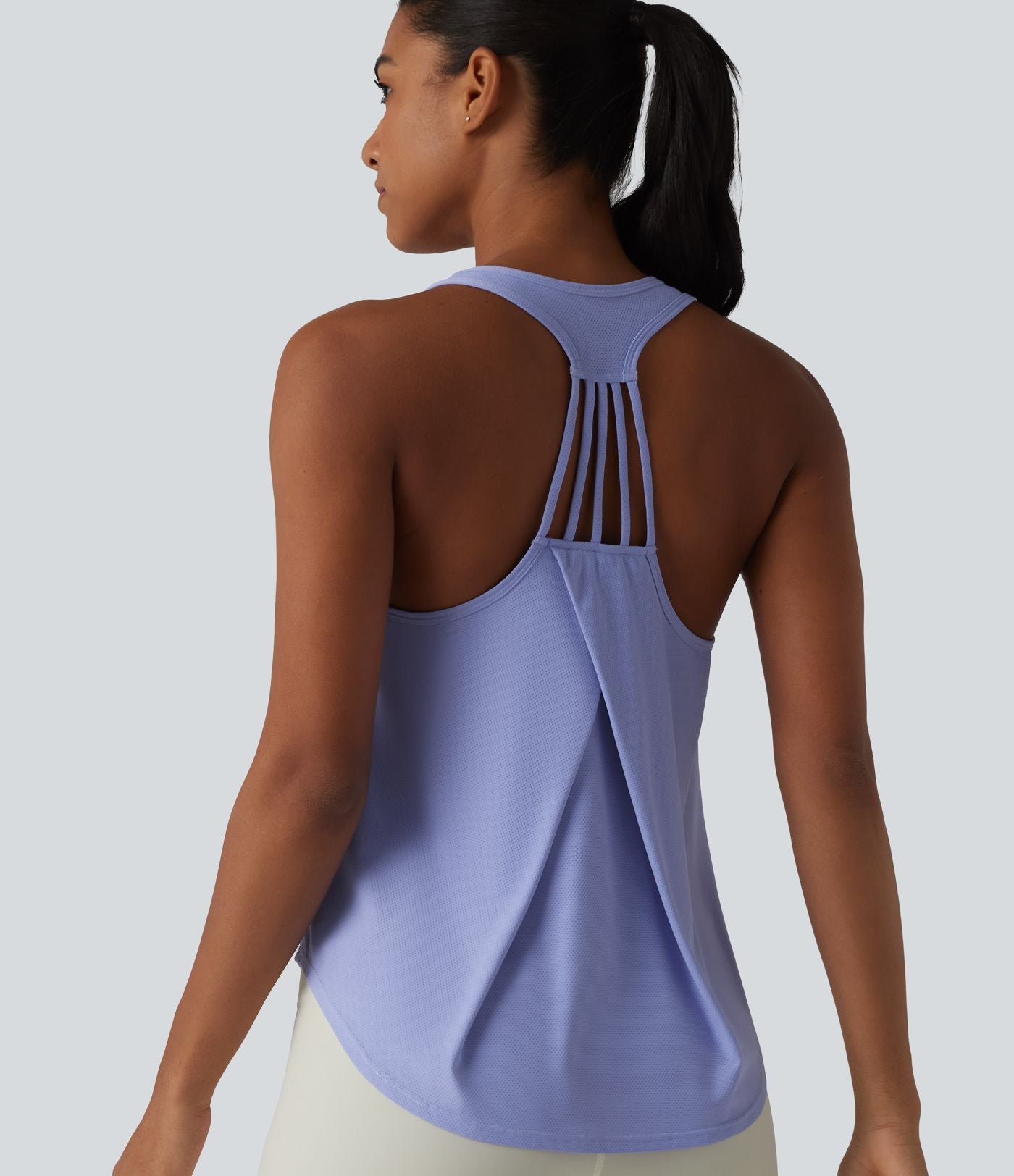 Débardeur de yoga dos nageur croisé à ourlet asymétrique arrondi